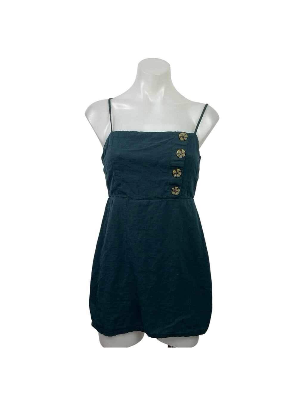 Honey Belle Sleeveless Button Up Mini Cami Tank Flare A-Line Romper Sun Dress S